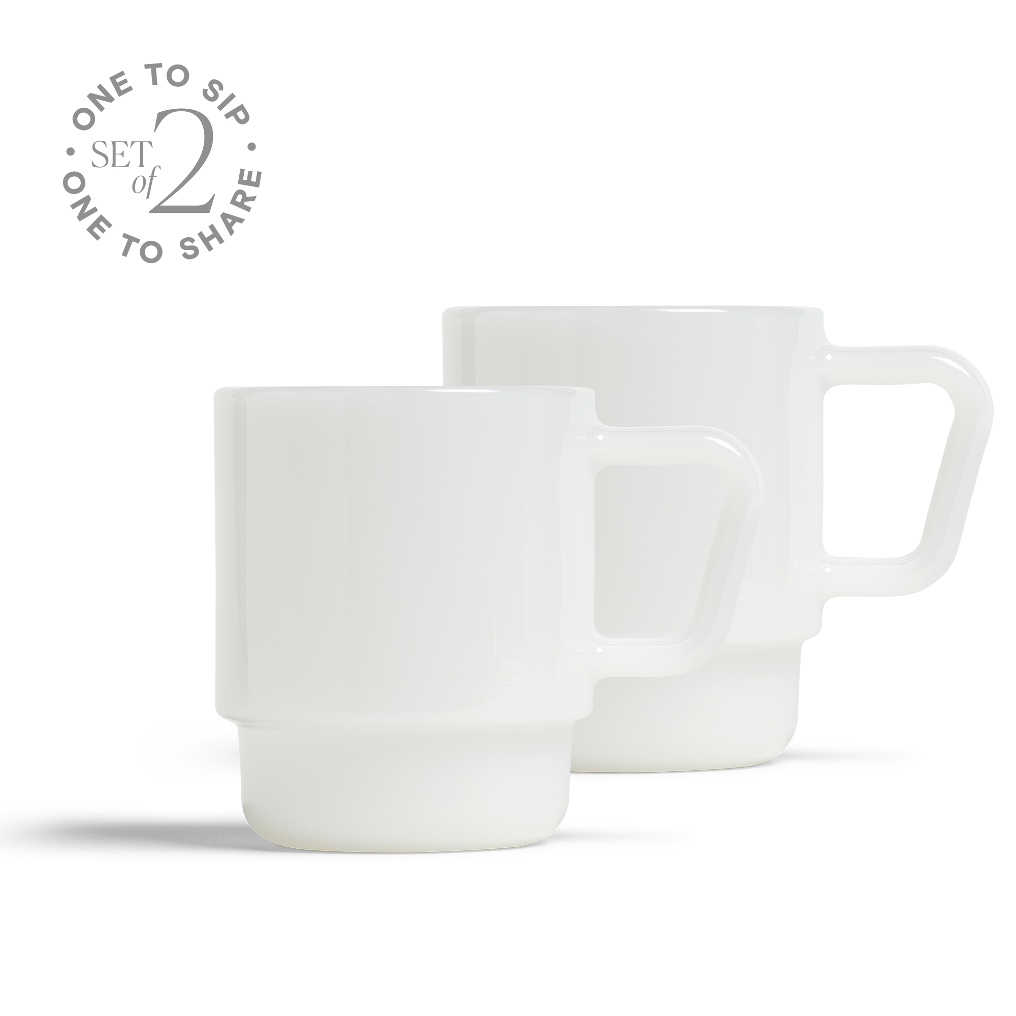8oz Milk Glass Mug - Set of 2 - White